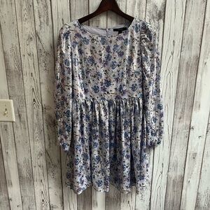 NWT Forever 21 shiny long sleeve floral dress size small